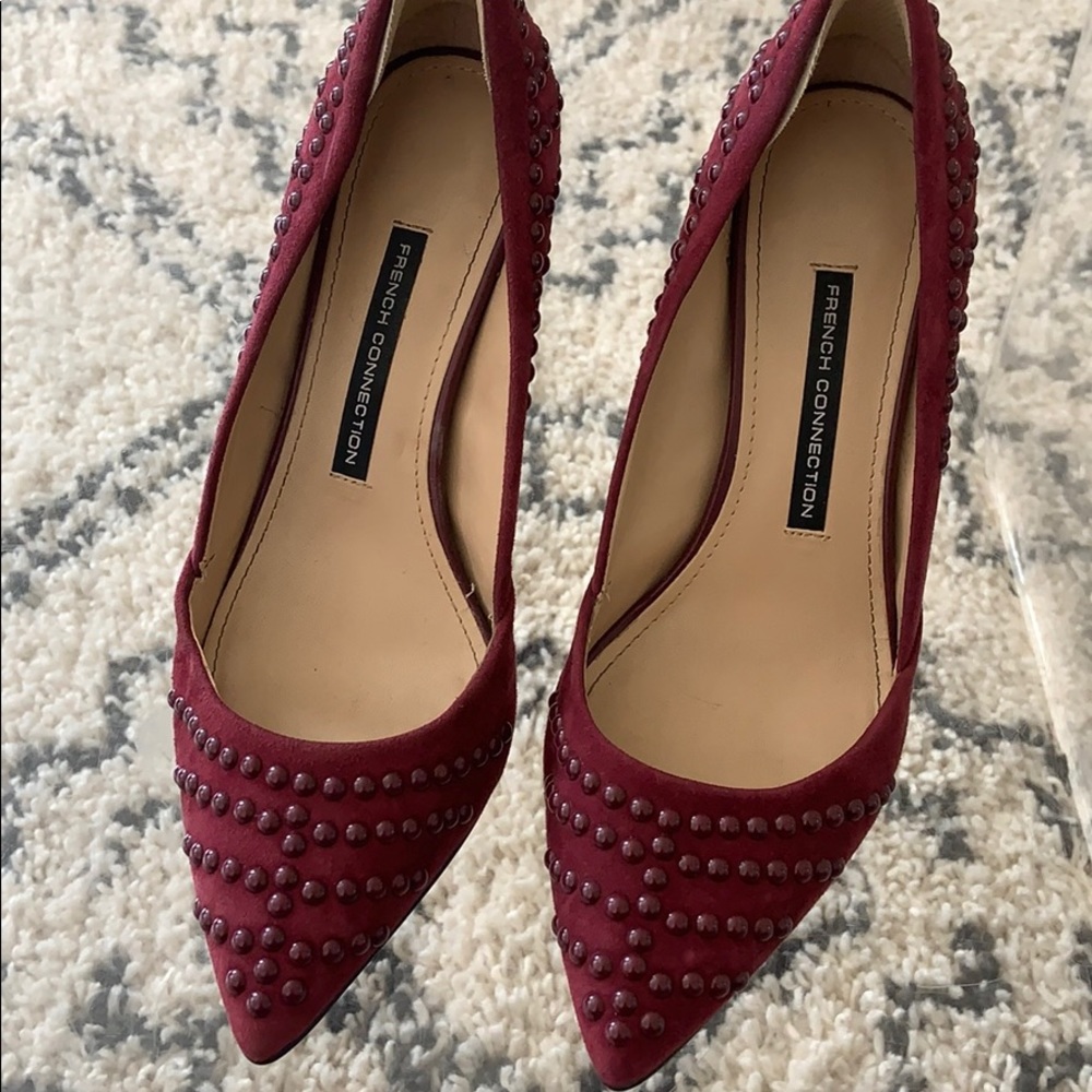 French Connection studded suede pumps